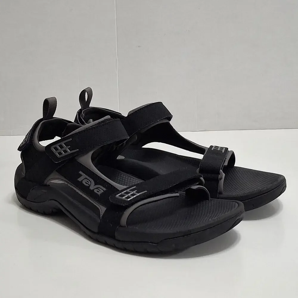Teva Minam Sandals Mens 10 Hiking Strappy Comfort Low Top Flat Hook & Loop Black